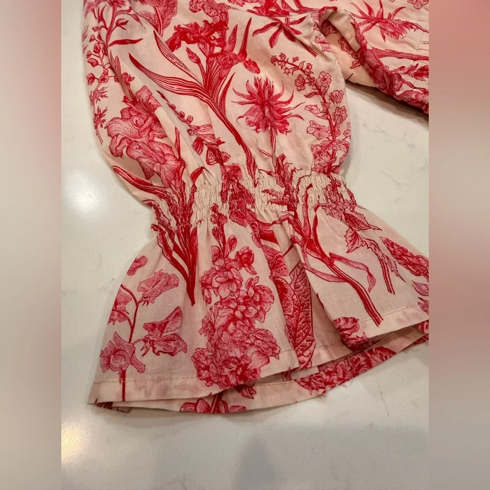 EUC Victoria Dunn Pink And White Floral 100% Cotton Button Front Dress - Large - Picture 4 of 9